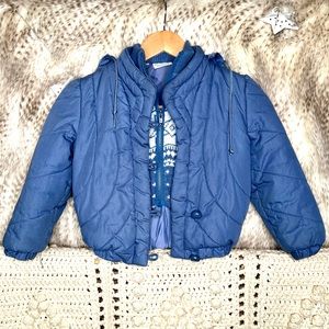 Vintage Blue Quilted Snow Jacket